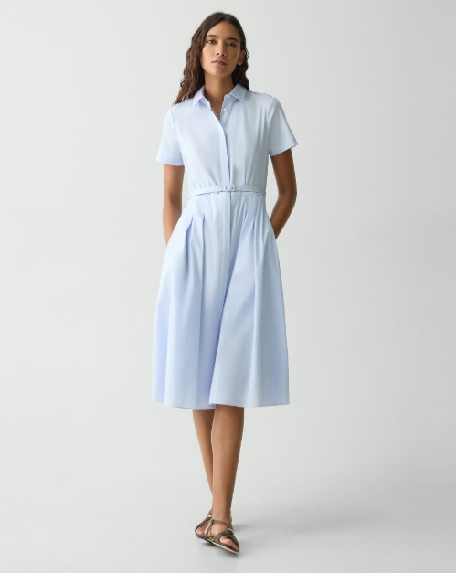 Short-Sleeve Shirt Dress in Good Cotton