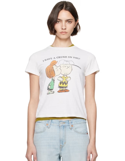 Re/Done White Classic 'Peanuts Crush' T-shirt
