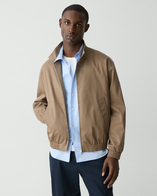 Stand Collar Jacket in Cotton-Blend Twill