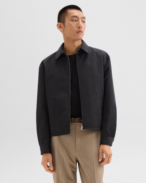 Reversible Coach Jacket in Wool-Blend Twill