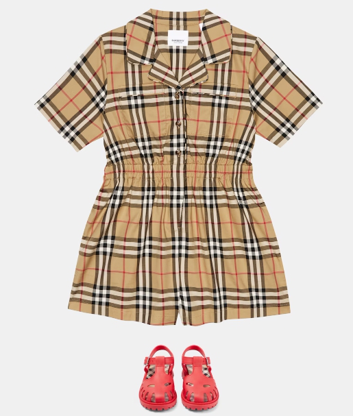 Burberry vintage check cotton blend play suit