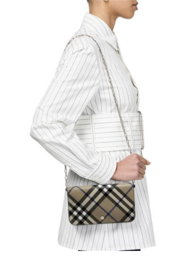 BURBERRY Check wallet with chain