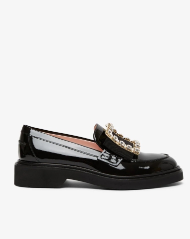 Roger Vivier Viv Rangers black patent loafers