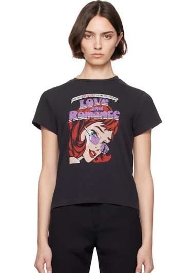 Re/Done Black Classic 'Romance' T-shirt