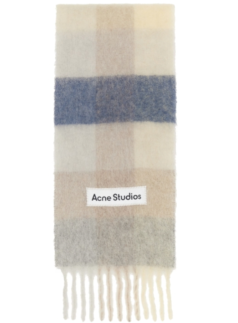 Acne Purple & Off-White Mohair Checked Scarf