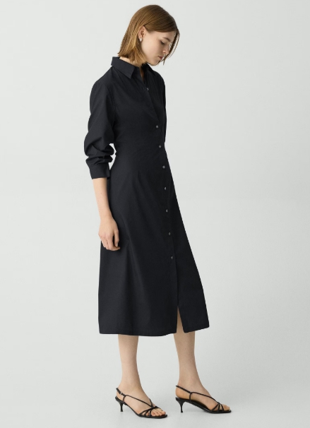 A-Line Midi Dress in Sleek Poplin