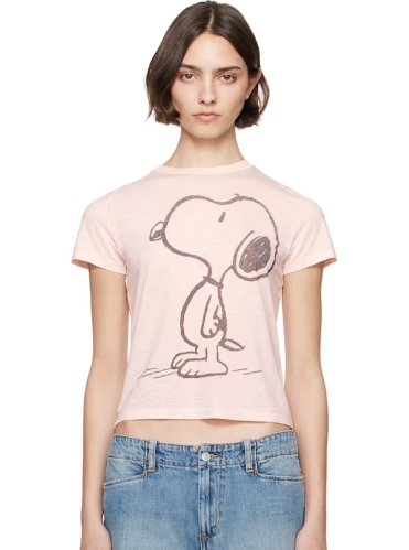 Re/Done Pink Classic Snoopy T-shirt
