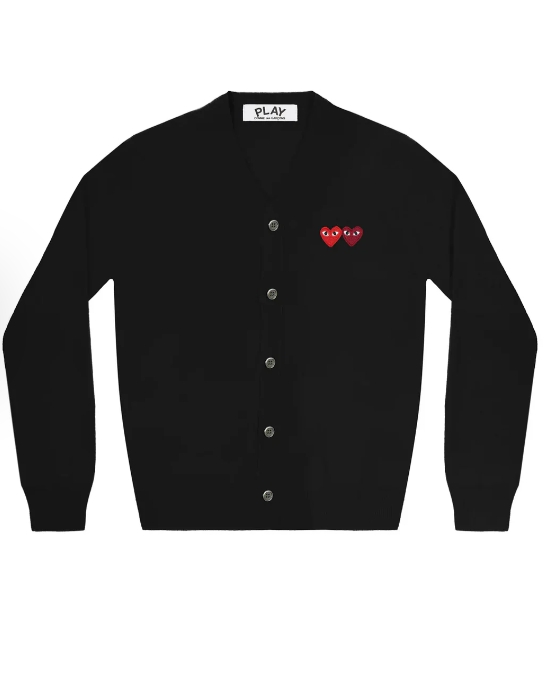 COMME des GARCONS PLAY Red And Burgundy Heart Cardigan Unisex