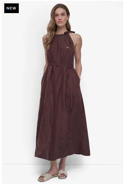 FIT & FLARE HALTER MAXI DRESS
