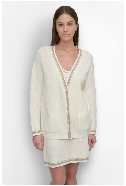 COURT CARDIGAN WITH LOGO PATCH AND POCKETS