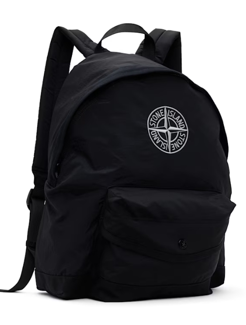 Stone Island Junior Kids Black Nylon Metal In Econyl Backpack
