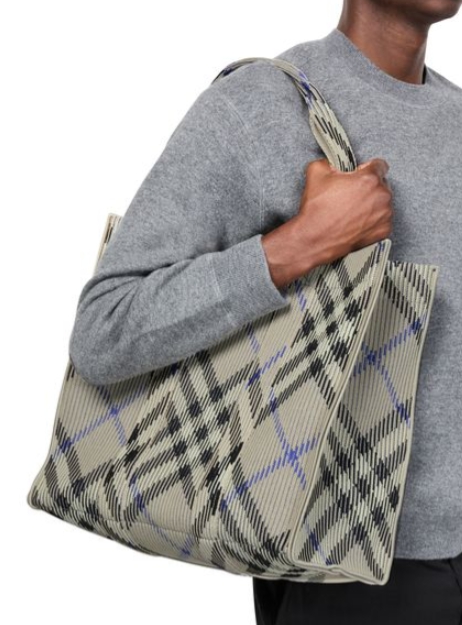 BURBERRY Check medium knitted tote bag