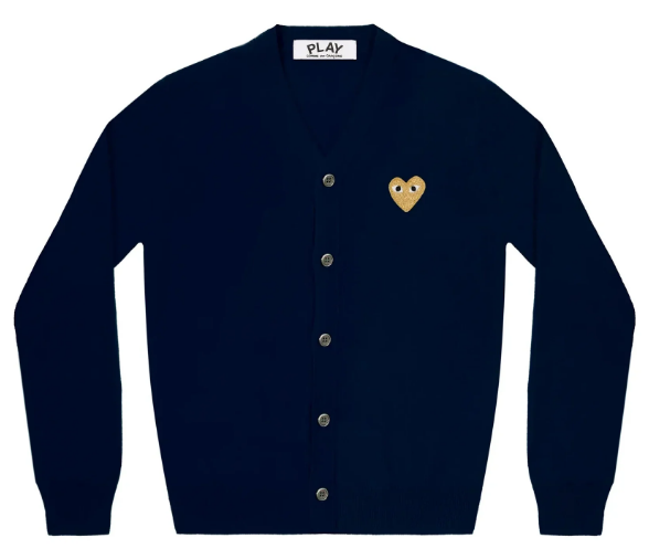 COMME des GARCONS PLAY V-Neck Cardigan Gold Emblem Unisex