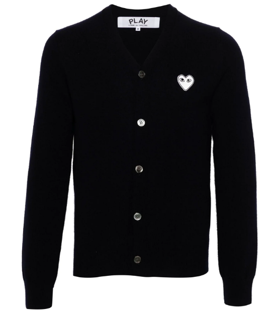 COMME des GARCONS PLAY White Emb Cardigan Unisex