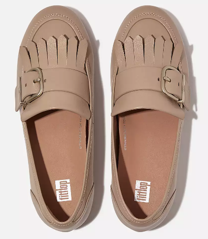 ALLEGRO Fringe Buckled Leather Loafers