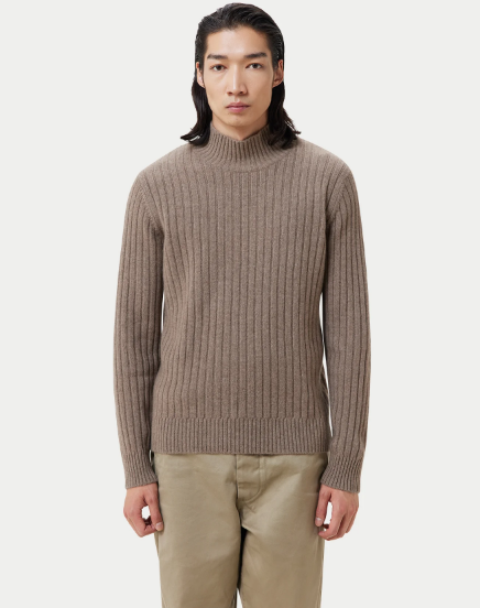 Organic Color Textured Knit Cashmere Sweater