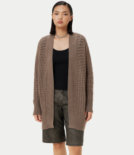 Organic Color Open-Front Cashmere Cardigan