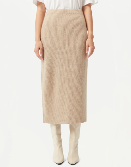 Organic Color Cashmere Skirt with Zip