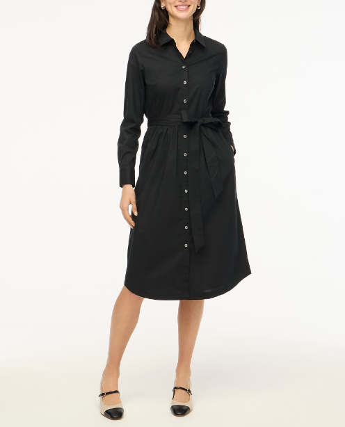 Long-sleeve poplin shirtdress