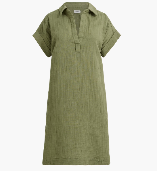 Short-sleeve gauze popover dress