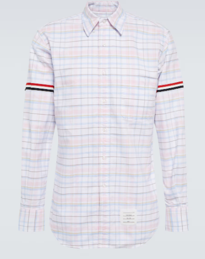 Thom Browne Checked cotton poplin armband shirt