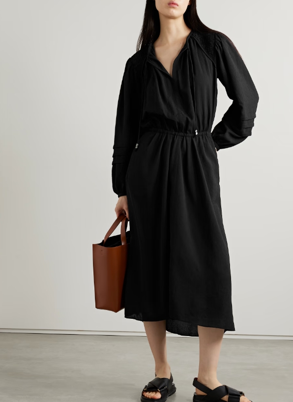 MARANT ÉTOILE 리디 핀턱 셔링 크레이프 미디 드레스