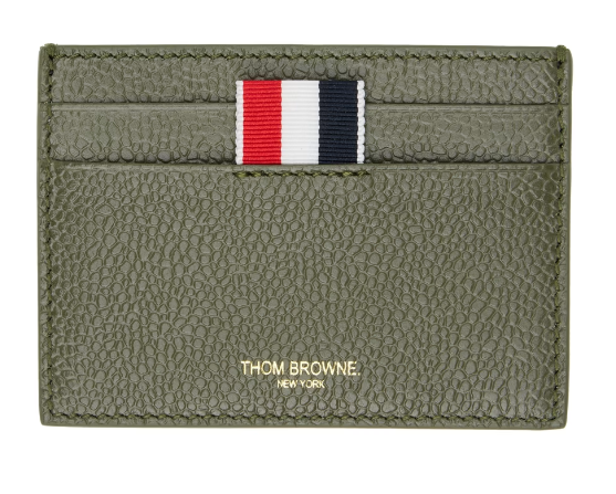 Thom Browne Green Pebble Grain Card Holder