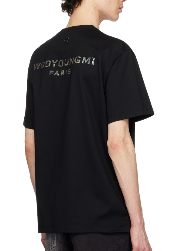 WOOYOUNGMI Black Mother of Pearl Back Logo T-shirt