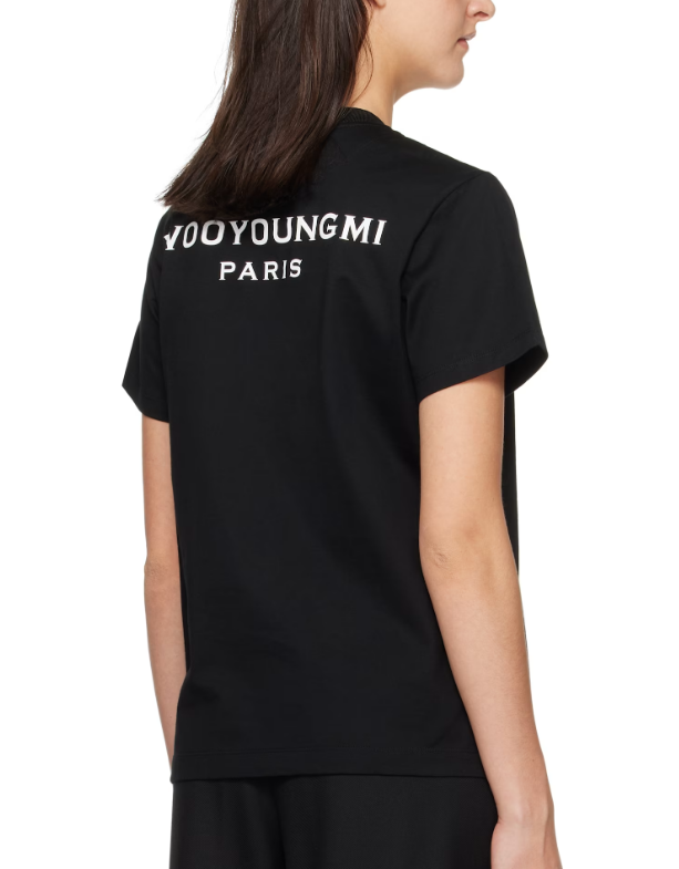 WOOYOUNGMI Black Cotton Back Logo T-shirt