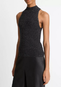 Italian Metallic Alpaca-Blend Mock-Neck Tank