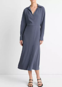 Shaped Collar Dolman-Sleeve Dress