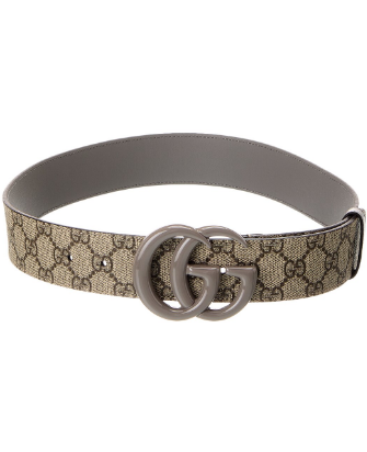 Gucci GG Marmont Wide GG Supreme Canvas & Leather Belt