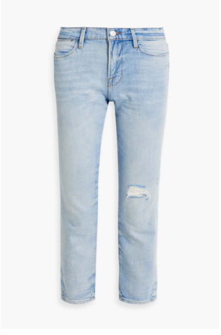 FRAME Le High Straight cropped distressed high-rise straight-leg jeans