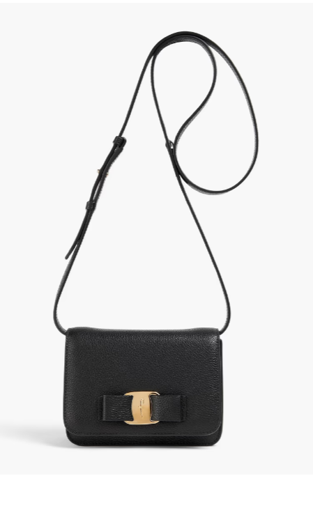 페라가모 Vara bow-detailed pebbled-leather cross-body bag