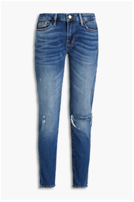 FRAME Le Garcon distressed slim boyfriend jeans