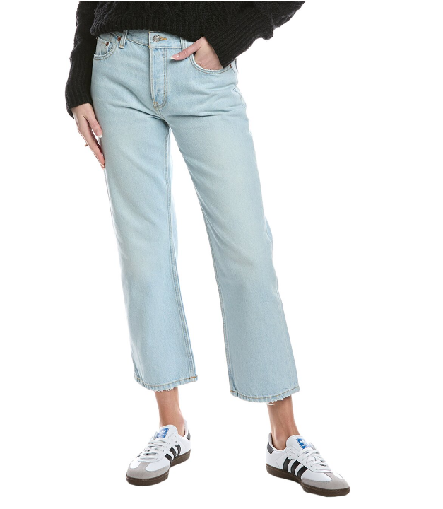 RE/DONE Easy Straight Acqua Crop Jean