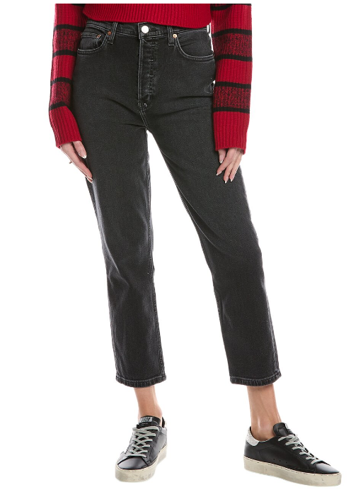 RE/DONE 90's High-Rise Washed Noir Ankle Crop Jean