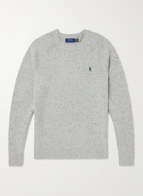 POLO Logo-Embroidered Donegal Knitted Sweater