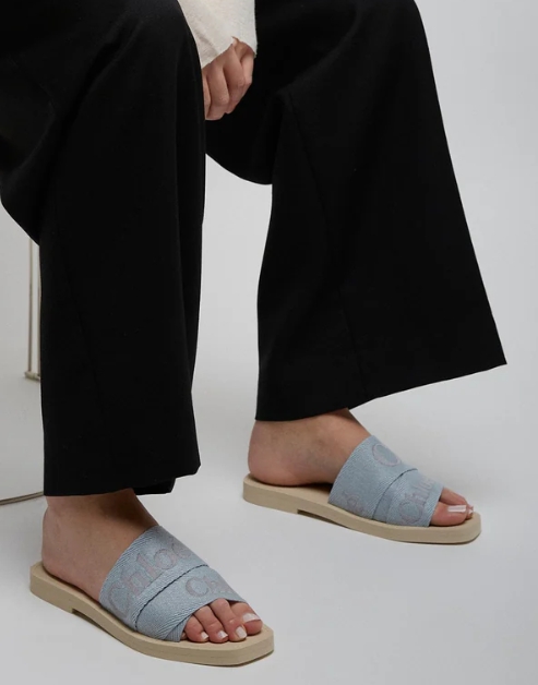 Chloé Woody light blue slides