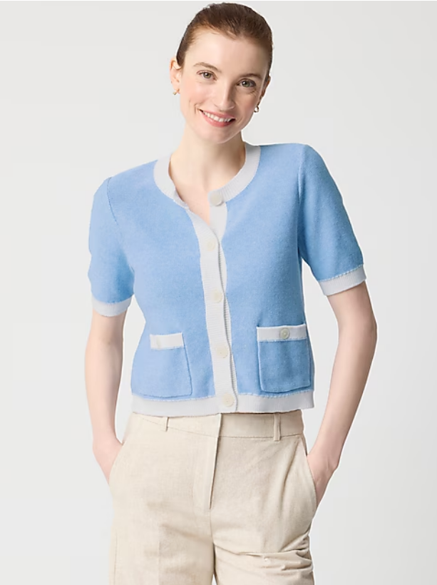 Short-sleeve cardigan sweater