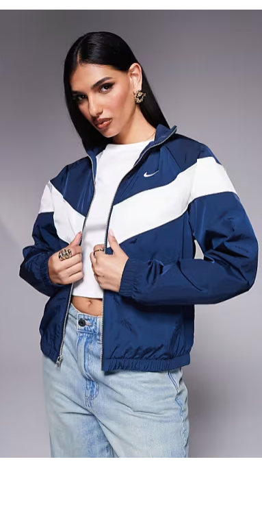 Nike windrunner track jacket in navy and cream