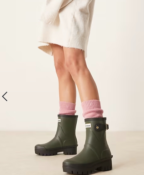 Barbour Raelynn wellington boots in olive/black