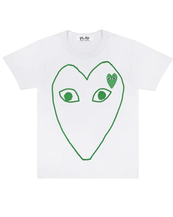 COMME des GARCONS PLAY Green Outline Heart Tee Unisex