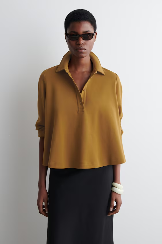 FLARED COTTON-JERSEY POLO SHIRT