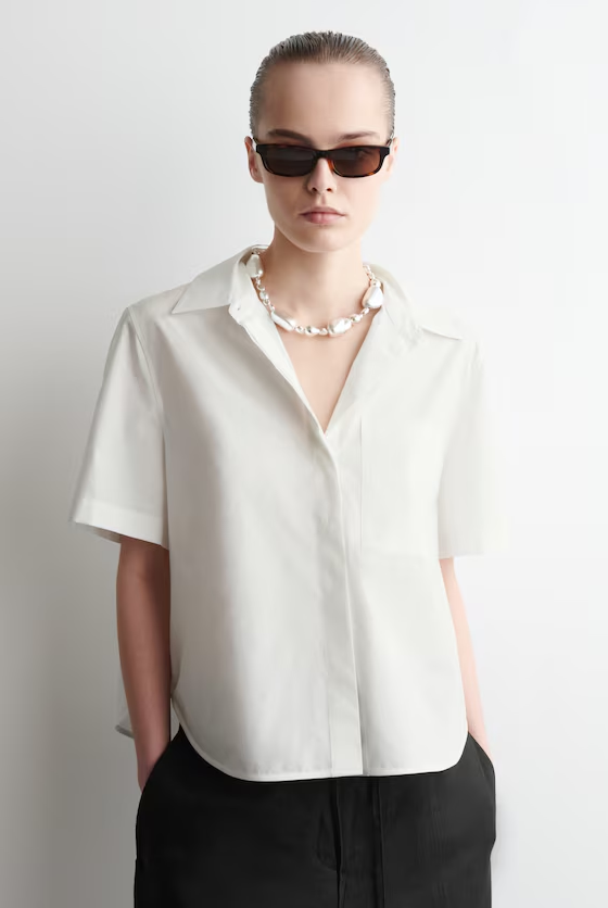 CROPPED SHORT-SLEEVED COTTON SHIRT