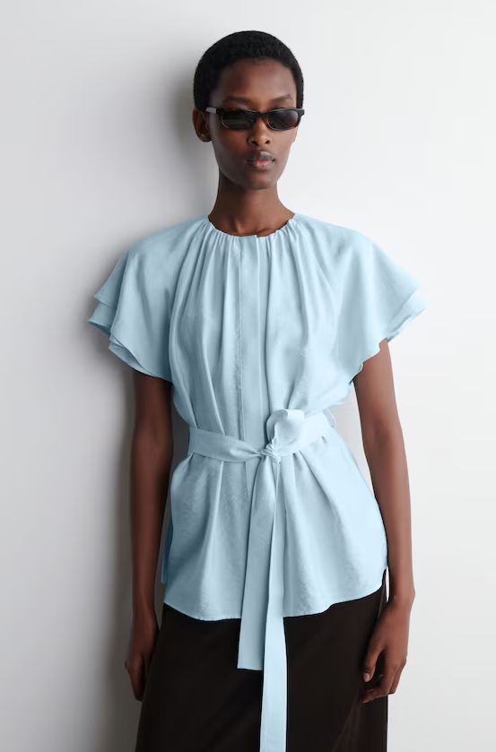 LAYERED BELTED BLOUSE