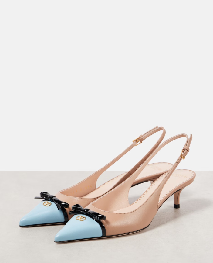 Valentino Garavani Bepointy VLogo 레더 슬링백 펌프스