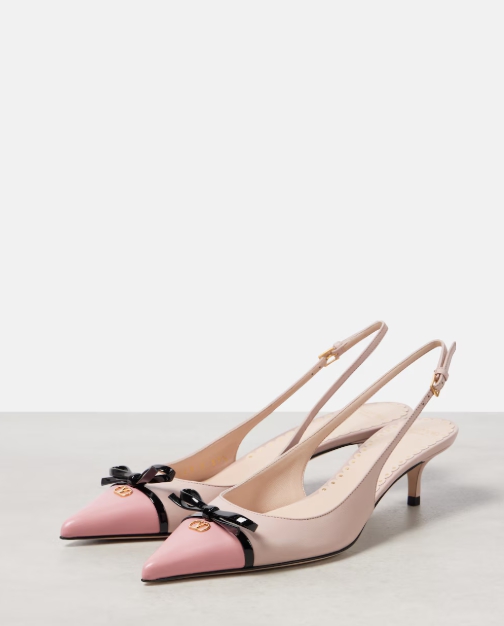 Valentino Garavani Bepointy 45 레더 슬링백 펌프스
