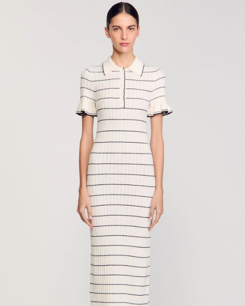 Knitted maxi dress with polo neck