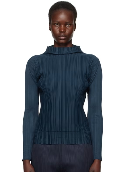 PLEATS PLEASE ISSEY MIYAKE Navy Soft Pleats Top